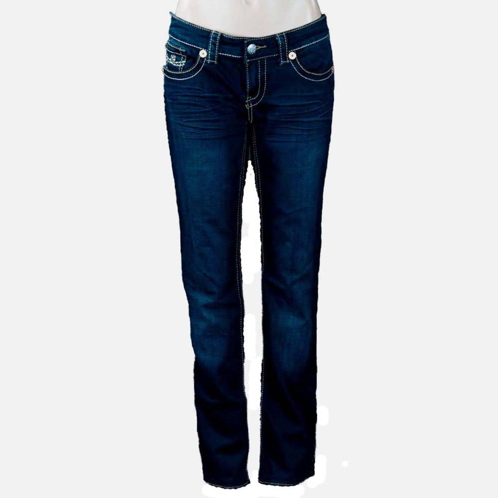 Seven7 Thick Stitch Straight Leg Whiskered Jean 28